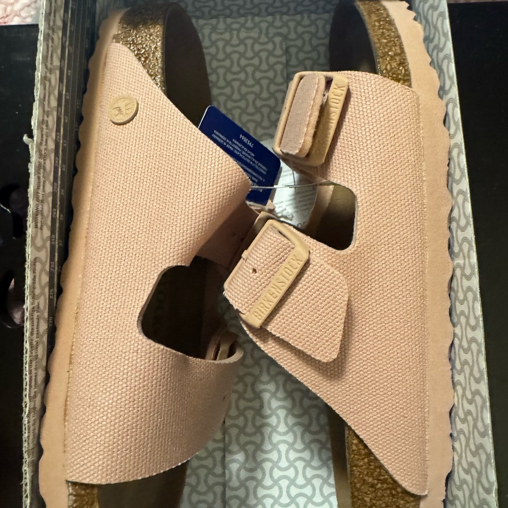 Birkenstock Two-Strap Slide Sandal -Arizona Canvas Size 9 NWT spring ready - Picture 6 of 7